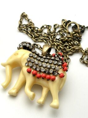 J. Crew Jeweled Elephant Pendant Necklace